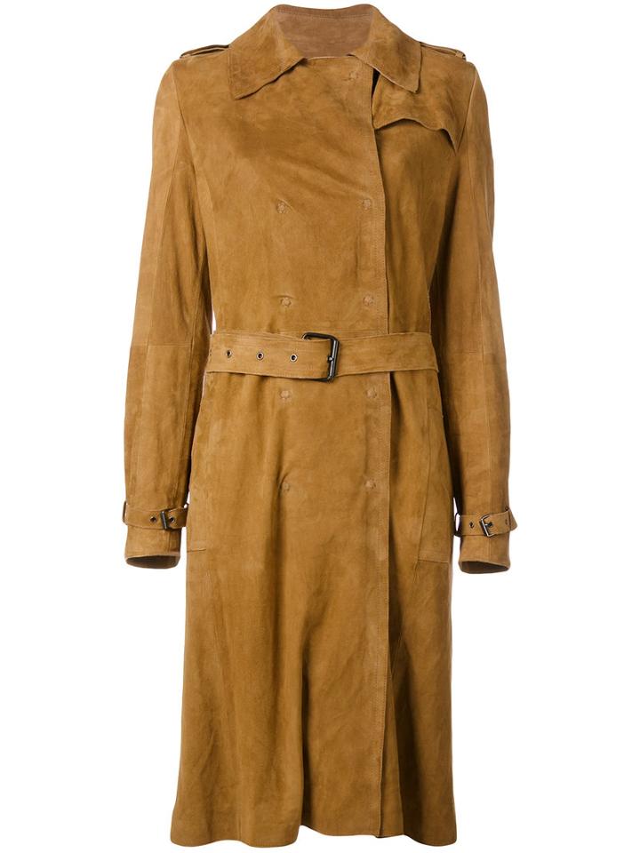 Giorgio Brato Belted Coat, Women's, Size: 44, Brown, Leather