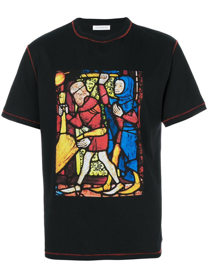 J.w.anderson - Printed T-shirt - Men - Cotton - L, Black, Cotton