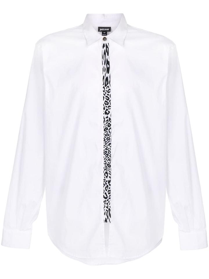 Just Cavalli Leopard Print Detail Shirt - White