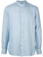 120% Lino Long Sleeved Grandad Shirt - Blue
