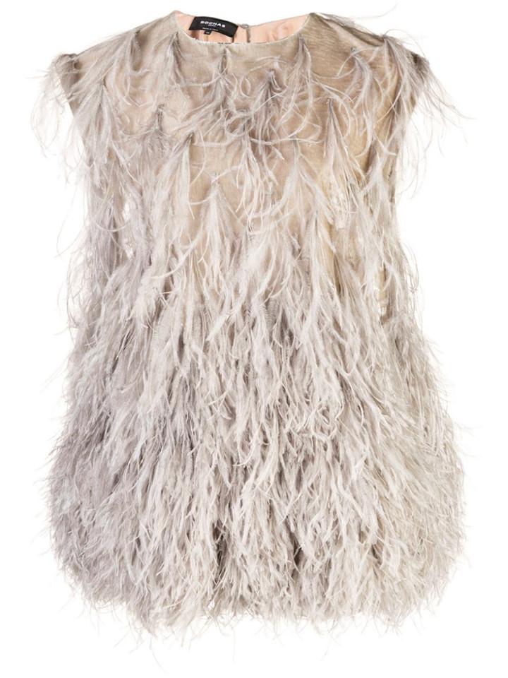 Rochas Feather Embellished Blouse - Grey