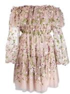 Giambattista Valli Floral Embroidered Deep Frill Dress - Pink