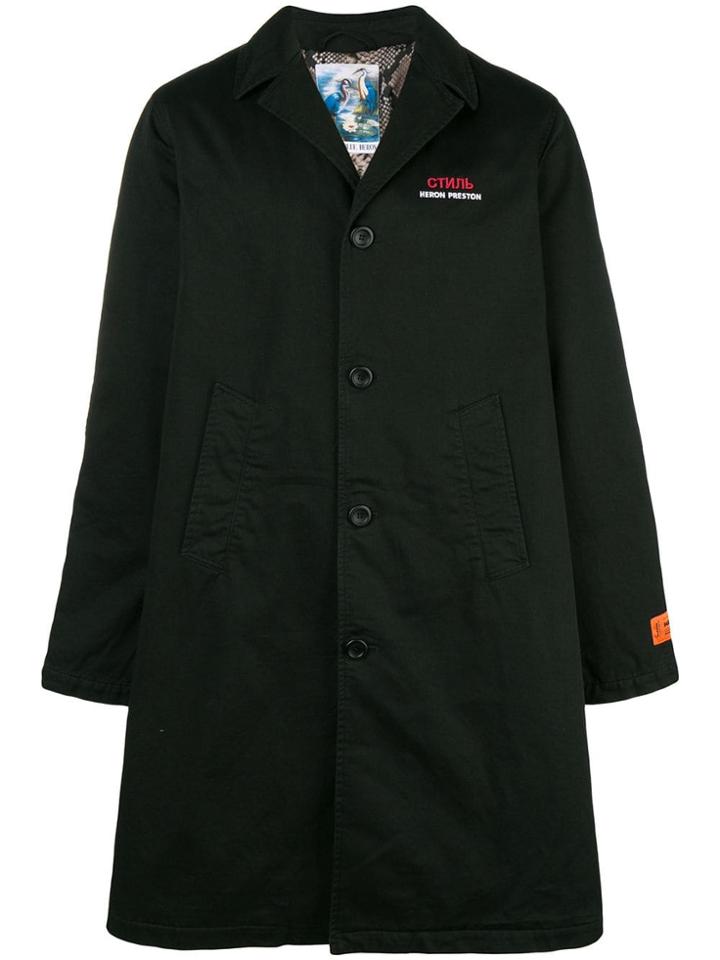 Heron Preston Single Breasted Coat - Black