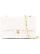 Chanel Vintage Double Flap Quilted Chain Shoulder Bag - White