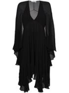Chloé Silk V Neck Flare Dress - Black