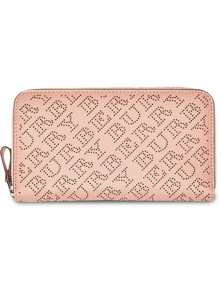 Burberry Perforated Leather Ziparound Wallet - Pink & Purple