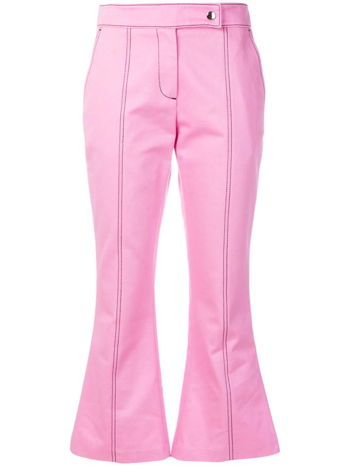 Msgm Cropped Flare Trousers - Pink & Purple