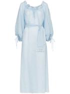 Three Graces Honeymoon Ramie Long Sleeve Maxi Dress - Blue