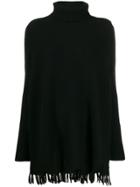 Snobby Sheep Roll-neck Fringed Jumper - Black