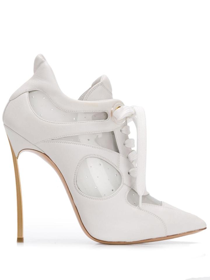 Casadei Leather Lace Up Boots - White