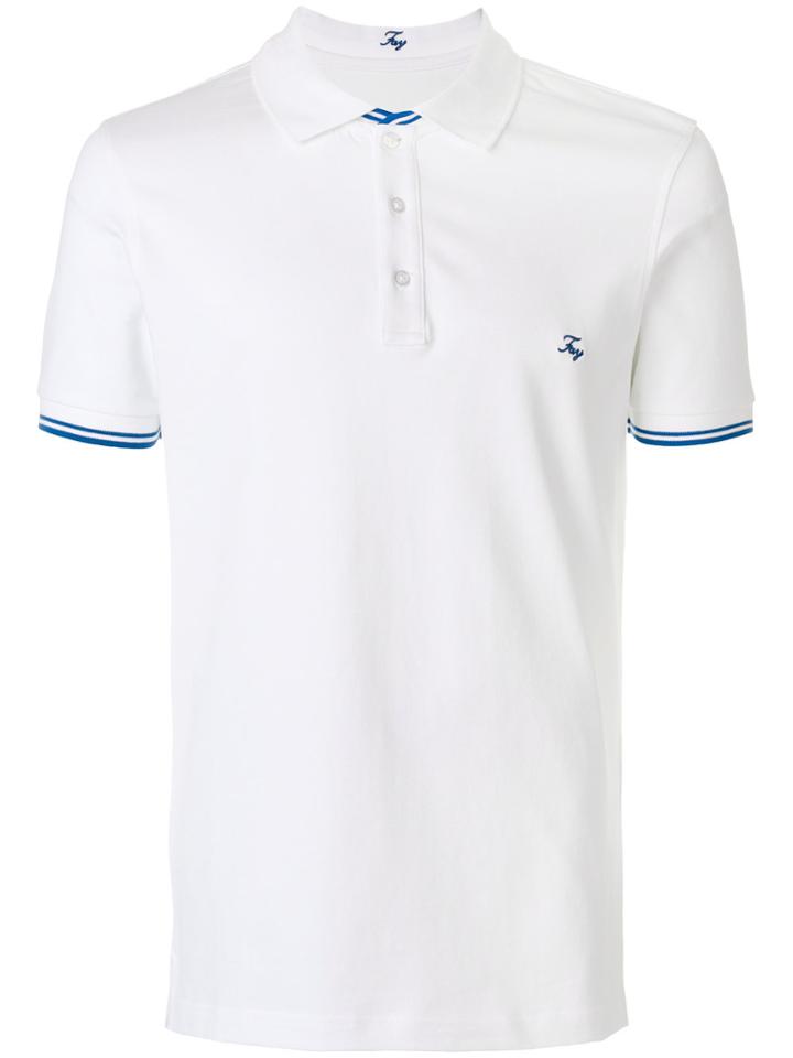 Fay Fitted Logo Polo Shirt - White