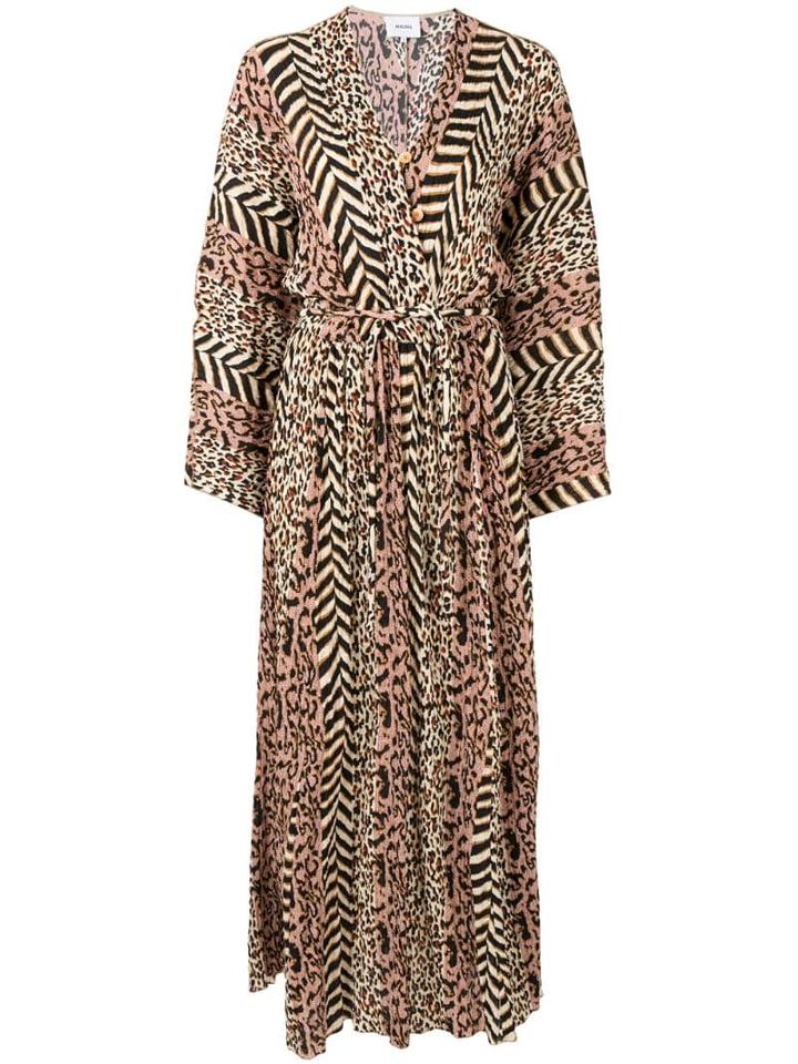 Nanushka Belted Animal Print Dress - Brown