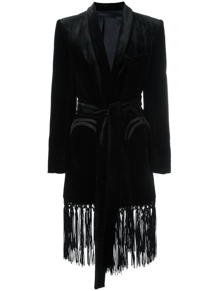 Blazé Milano Frayed Blazer, Women's, Size: 2, Black, Viscose/silk/cupro