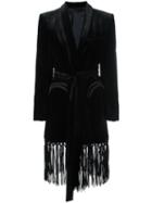 Blazé Milano Frayed Blazer, Women's, Size: 2, Black, Viscose/silk/cupro