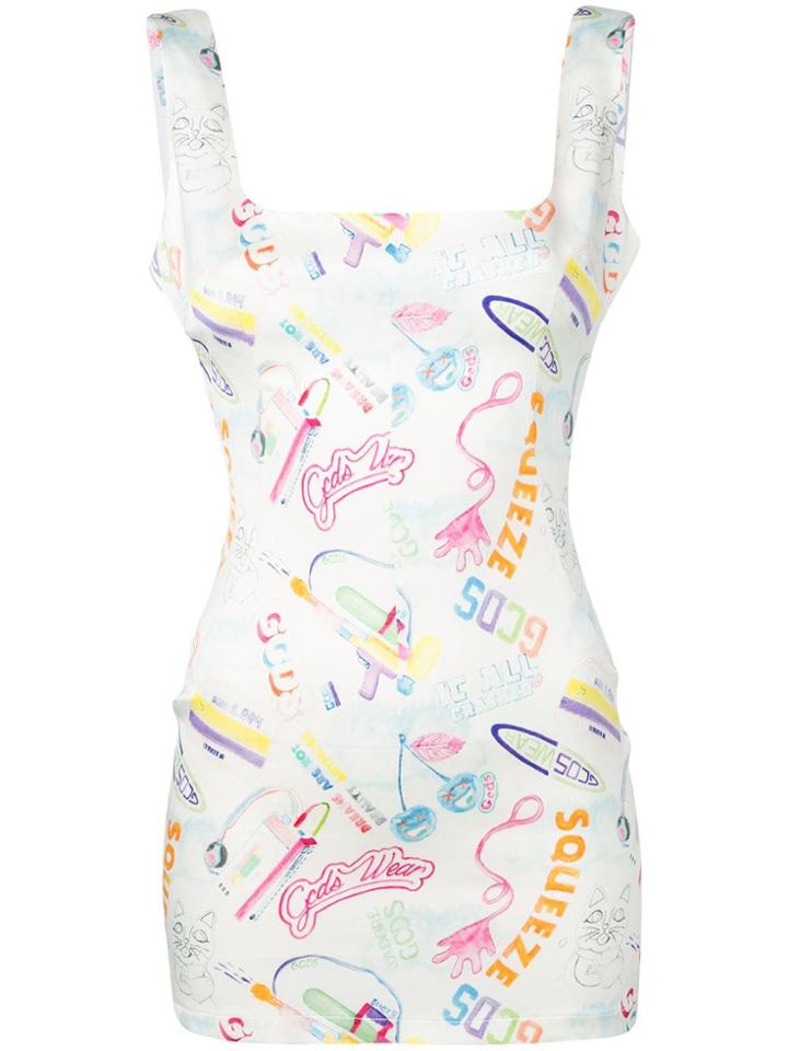 Gcds Printed Mini Dress - White