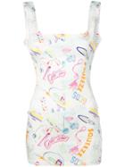 Gcds Printed Mini Dress - White