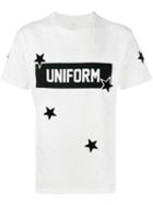 Uniform Experiment Star Print T-shirt, Men's, Size: 1, White, Cotton/acrylic/polyester