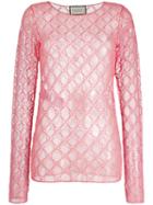 Gucci Mesh Gg Pattern Blouse - Pink