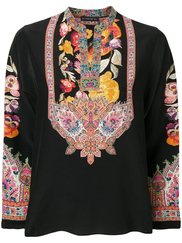 Etro Printed Longsleeve Blouse - Black