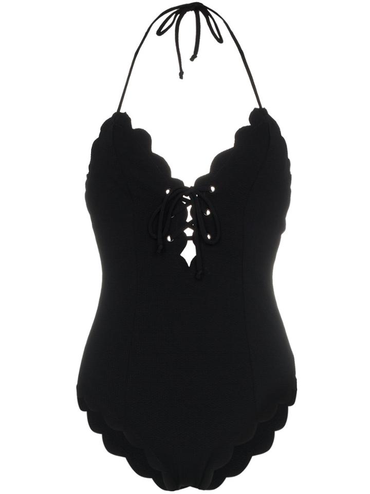Marysia Broadway Tied Scalloped Swimsuit - Black