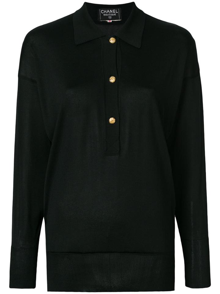 Chanel Vintage Long Sleeved Knitted Blouse - Black