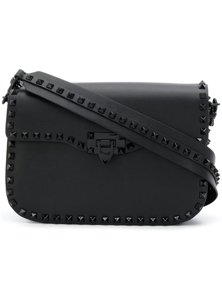 Valentino Rockstud Rolling Shoulder Bag - Black