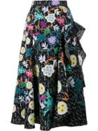 Peter Pilotto Printed Flared Skirt, Women's, Size: 12, Black, Polyester/polyamide/viscose/acetate