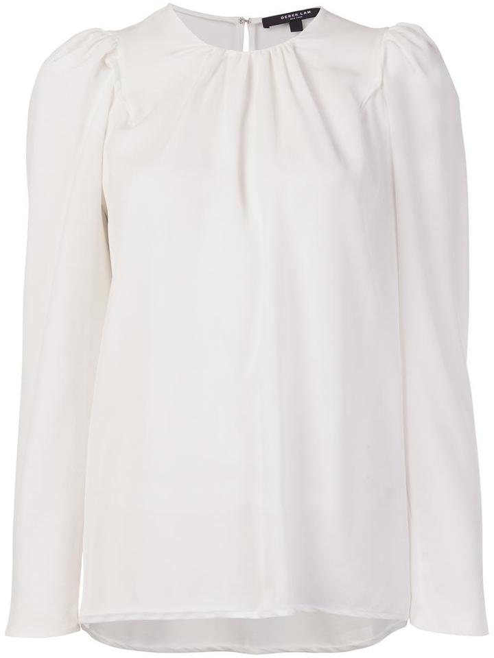 Derek Lam Ruched Neck Blouse, Women's, Size: 44, White, Silk