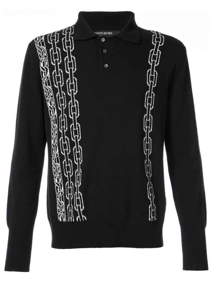 Enfants Riches Déprimés Chain Print Button Top Sweater - Black