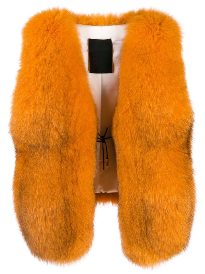 Liska Slim-fit Fur Gilet - Orange