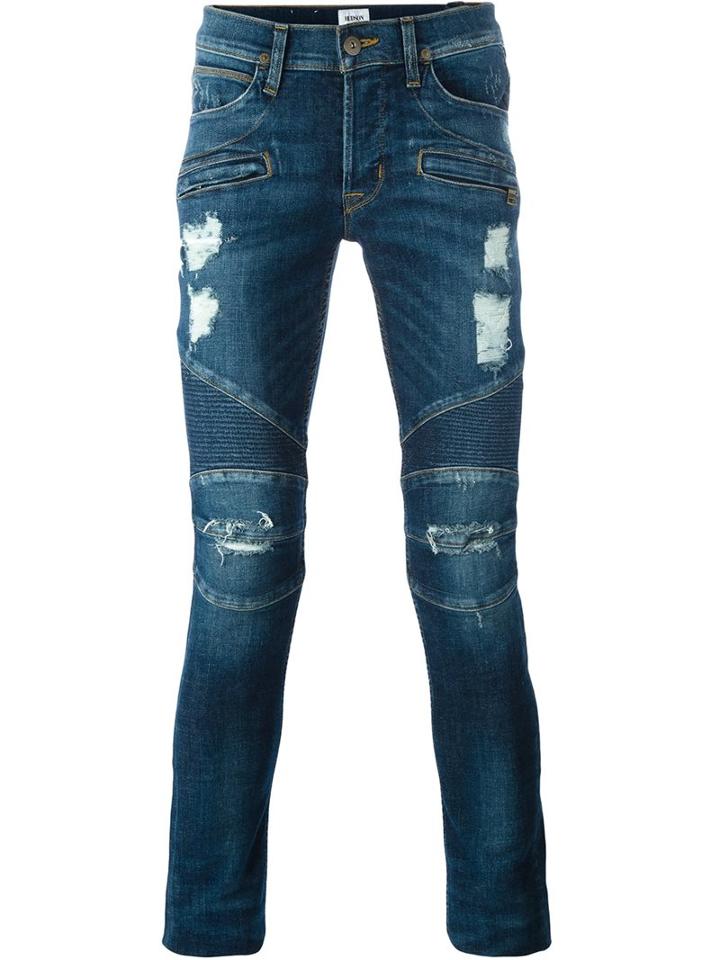 Hudson Distressed Skinny Jeans, Men's, Size: 29, Blue, Cotton/spandex/elastane/polyester