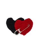Prada Safety Pin Hearts Brooch - Black