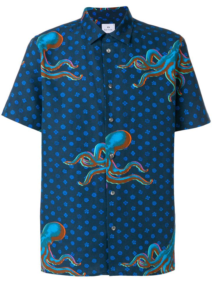 Ps By Paul Smith Octopus Print Short Sleeve Shirt - Brown