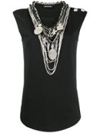 Balmain Necklace-embellished Tank Top - Black