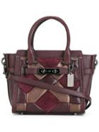 Coach Geometric Design Tote, Women's, Pink/purple, Leather/suede