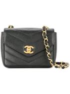Chanel Pre-owned V-stitch Cc Single Chain Shoulder Bag - Black