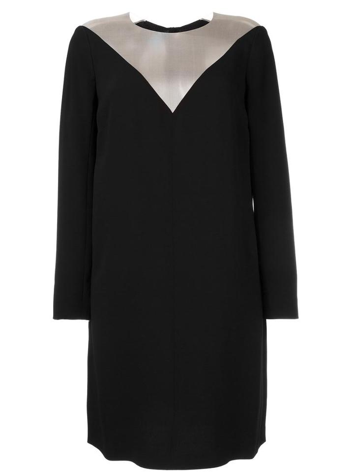 Paule Ka Sheer Panel Longsleeved Dress, Women's, Size: 40, Black, Viscose/acetate/spandex/elastane/polyamide