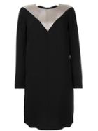 Paule Ka Sheer Panel Longsleeved Dress, Women's, Size: 40, Black, Viscose/acetate/spandex/elastane/polyamide