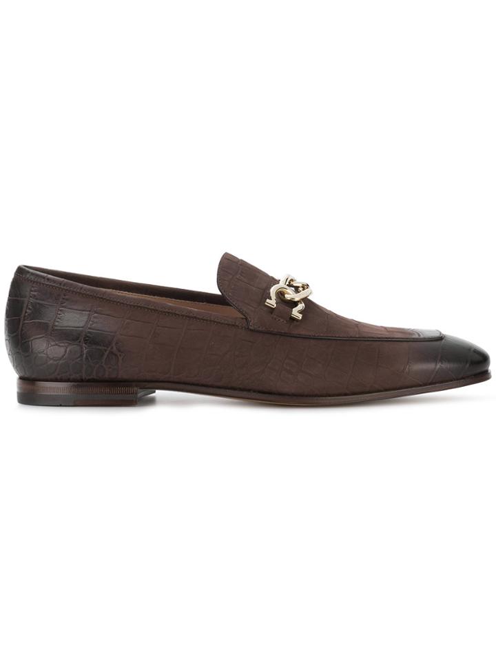 Salvatore Ferragamo Chain Trim Loafers - Brown