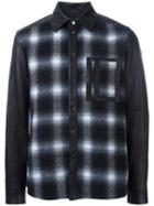 Drome Plaid Front Shirt, Men's, Size: Medium, Black, Leather/polyester/viscose