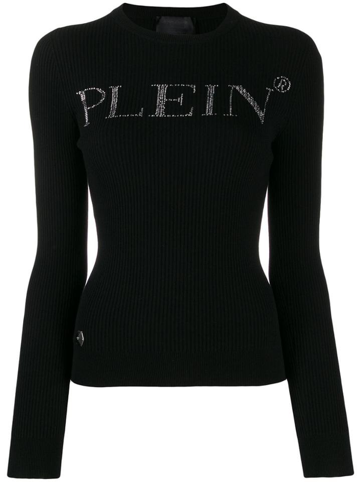 Philipp Plein Rhinestone Logo Sweater - Black