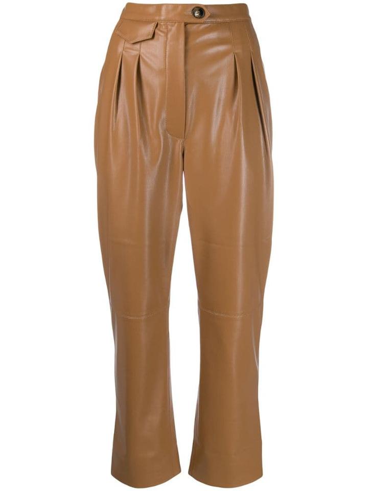 Nanushka High-waisted Faux-leather Trousers - Brown