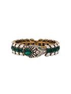 Gucci Snake Motif Crystal-embellished Bracelet - Green