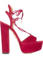 Aquazzura Austina Sandals, Women's, Size: 40.5, Red, Suede/leather