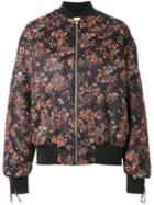 Iro Floral Print Bomber Jacket, Women's, Size: 36, Black, Cotton/polyester
