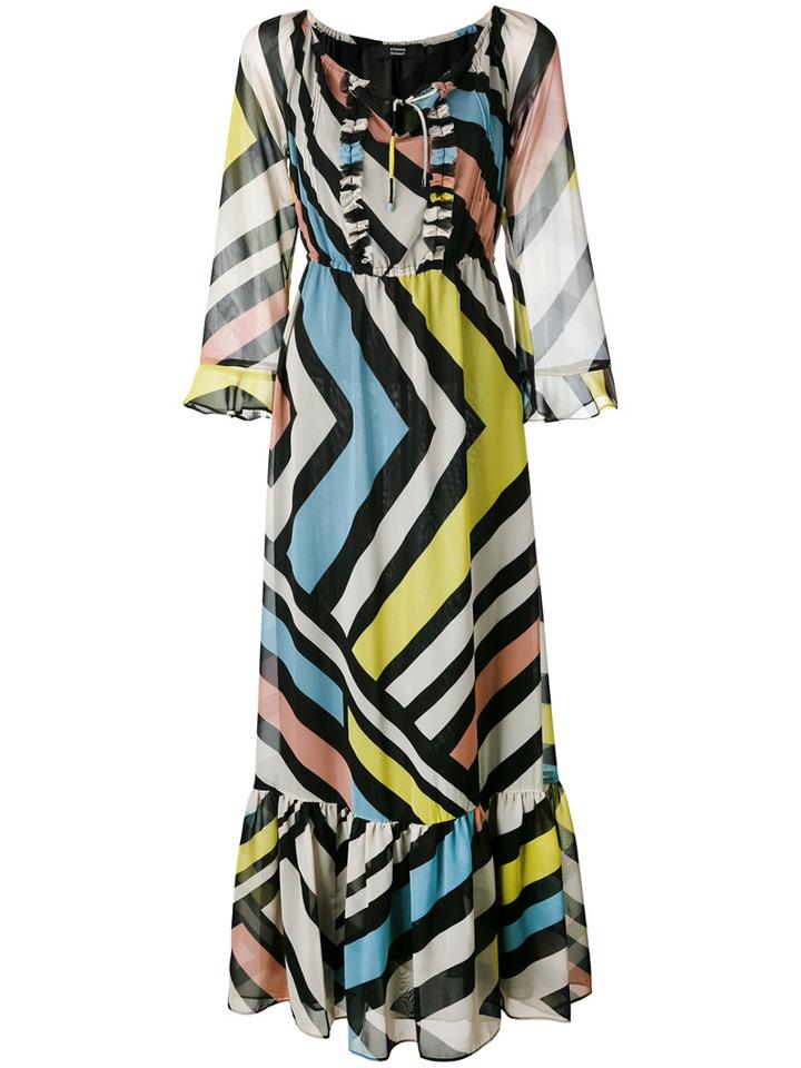 Steffen Schraut Striped Long Dress, Size: 36, Black, Polyester