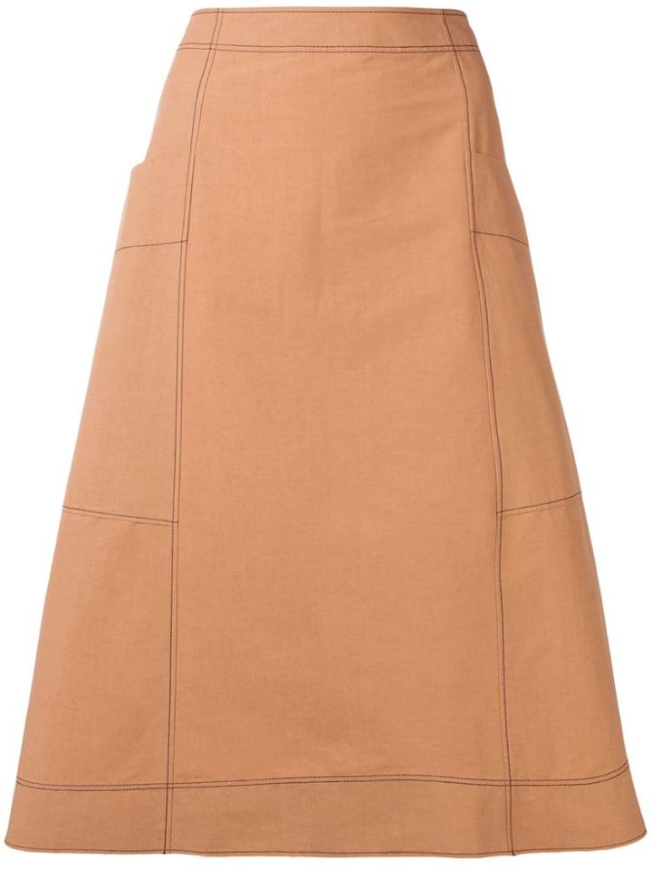 Cédric Charlier Frayed A-line Midi Skirt - Brown