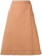 Cédric Charlier Frayed A-line Midi Skirt - Brown