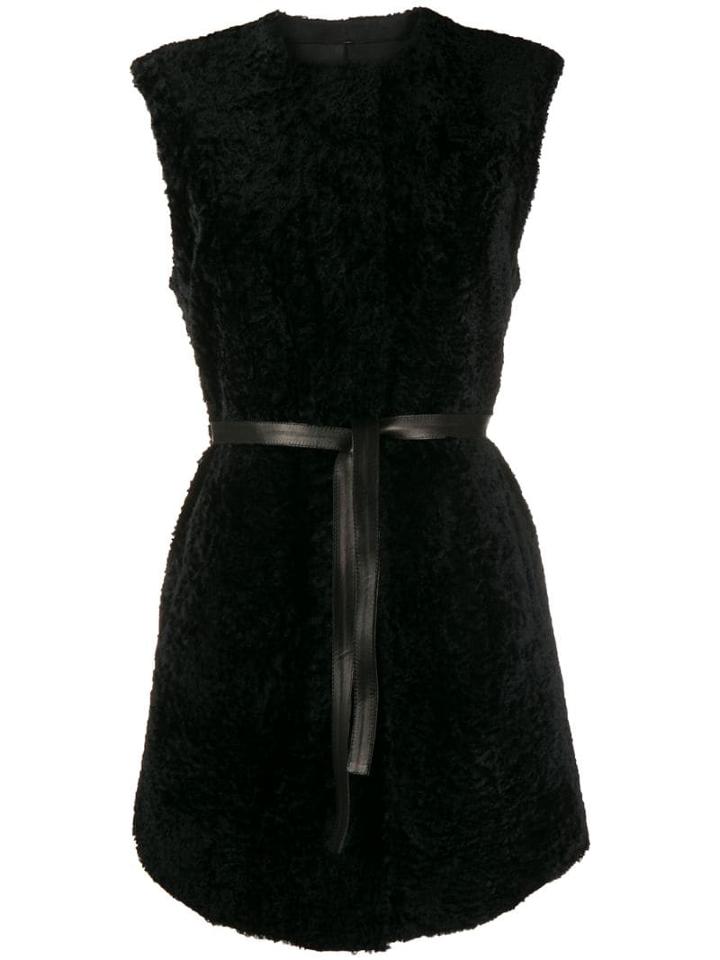 Drome Lamb Skin Belted Gilet - Black