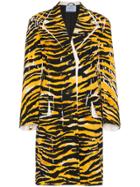 Prada Single Breasted Tiger Print Coat - Yellow & Orange